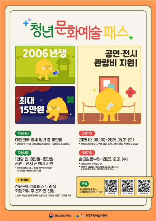 청년문화예술패스 홍보 포스터